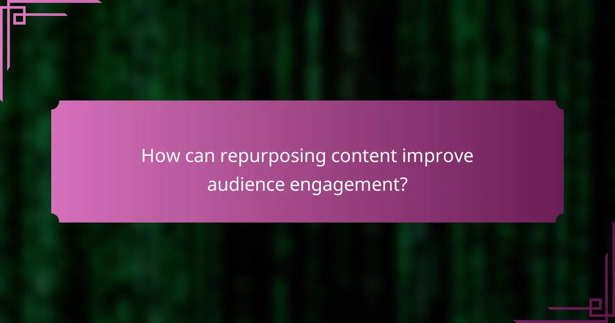 How can repurposing content improve audience engagement?
