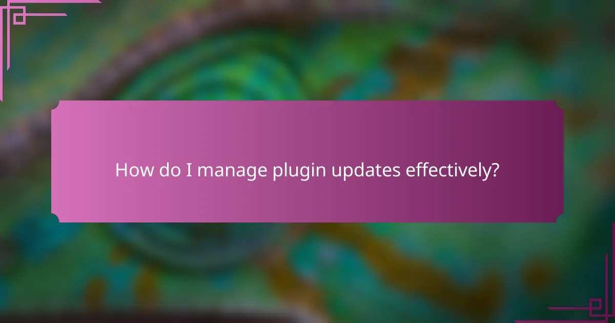 How do I manage plugin updates effectively?