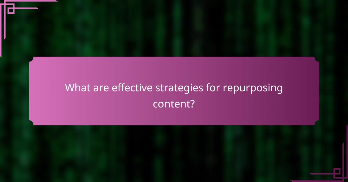 What are effective strategies for repurposing content?
