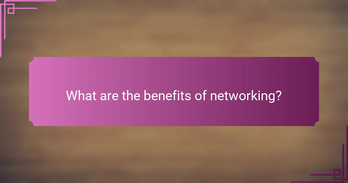What are the benefits of networking?