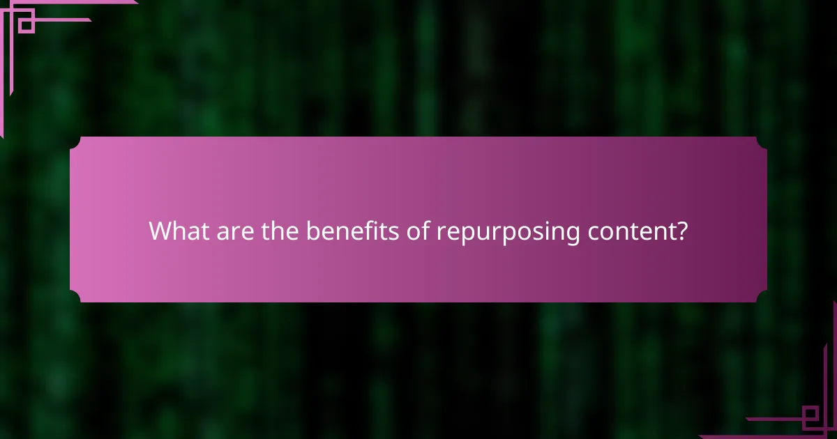 What are the benefits of repurposing content?