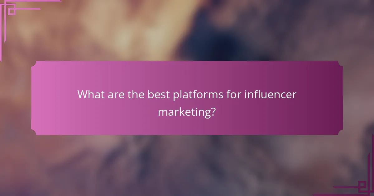 What are the best platforms for influencer marketing?