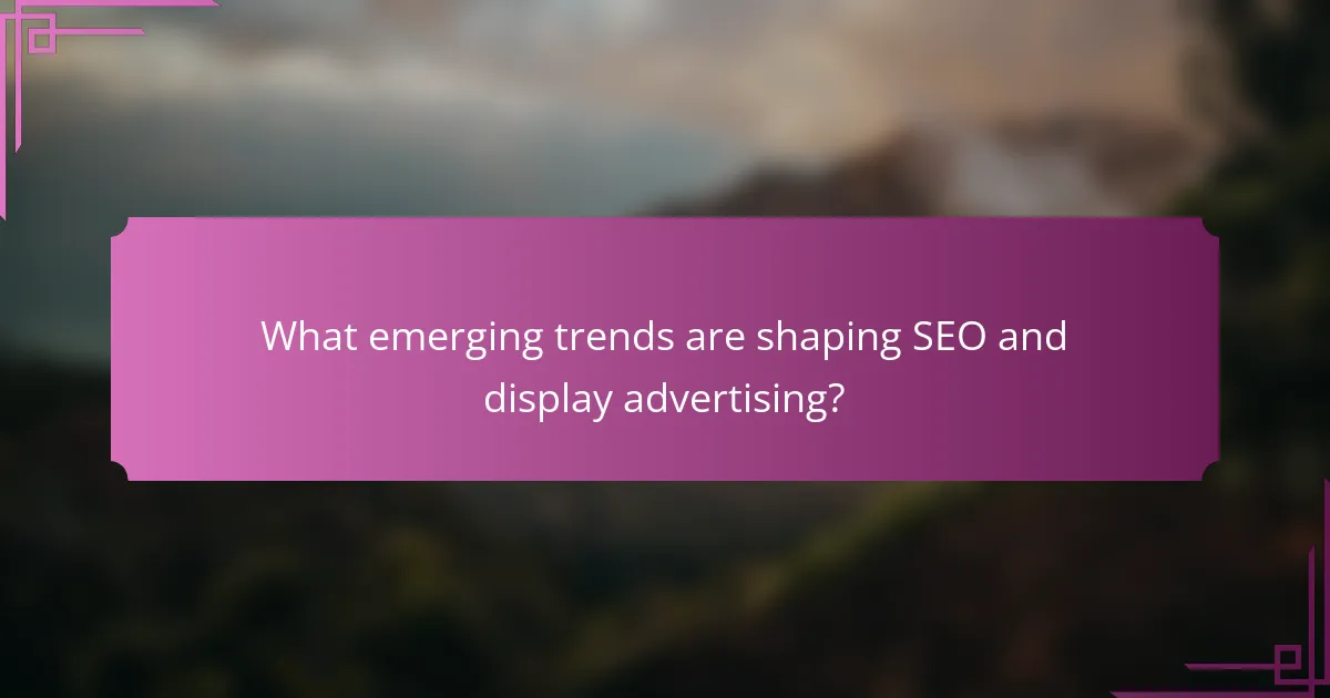 What emerging trends are shaping SEO and display advertising?