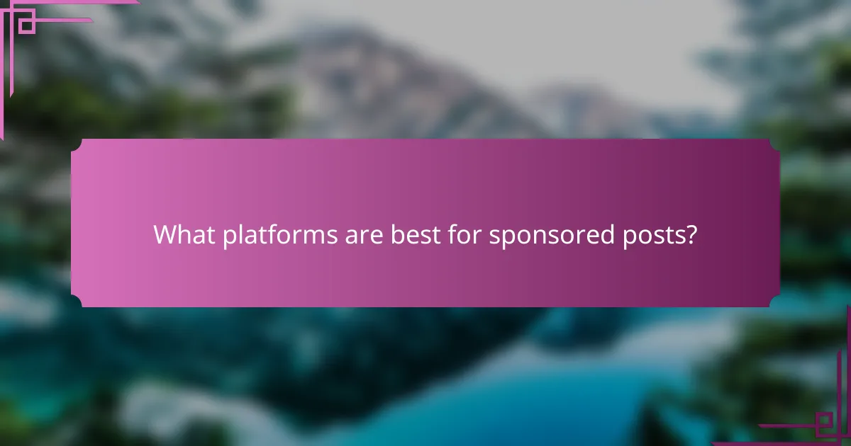 What platforms are best for sponsored posts?
