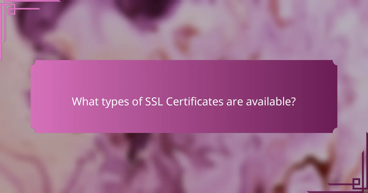 What types of SSL Certificates are available?